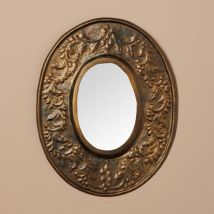 Miroir Ovale Gravé Patine Bronze 22x28cm