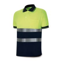 Ac Marca - Polo Amarillo Fluorescente / Azul Marino, Manga Corta De Alta Visibilidad, Xl