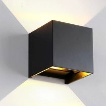 Lampada 12w Cob Led Cubo Applique Parete Nero 220v Luce Biemissione 1200lm Regolabile Ip65 Bianco Naturale