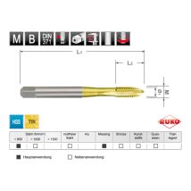 Taraud Machine Droit Entrée Gun Din 371 Hss-tin, M 5