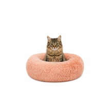 Lionto Donut Katzenkissen, Rundes Bett Mit Plüschbezug & Anti-rutsch-boden, Erhöhter Rand Für Geborgenheit, 40 Cm Durchmesser, Rosa