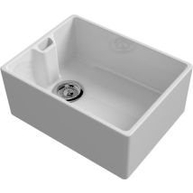 Reginox Belfast Ceramic Deep Single Kitchen Sink White Basket Waste