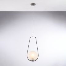 Bonetti Illumina - Sospensione In Ferro Cromo Nero 1 Luce Con Sfera Dm.20 H.59 - Max 159 - Ø24