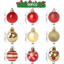 Weihnachtskugeln, 50 Stück Christbaumschmuck Weihnachtskugeln Mit Rot Und Gold Weihnachtskugel, Christbaumschmuck Weihnachtskugeln Mit Umhängeband Für