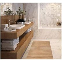 Bambus-Natur-Teppich 80x150 cm – Antirutschrücken – Modernes Design – Minimalistisch – Polierter Schnitt