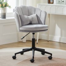 Chaise De Coiffeuse Et De Bureau Moderne Avec Dossier En Forme De Pétale, Coussin Lombaire En Forme De Papillon, Hauteur Réglable, Assise Moelleuse, 