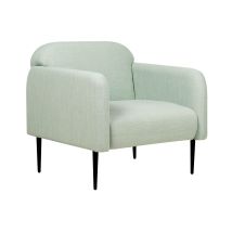 Poltrona Sedia Retro Art Deco Tessuto Lino Gambe In Metallo Soggiorno Verde Chiaro E Nero Stouby