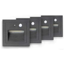 Ineasicer 4er-pack Led-wandeinbaustrahler, 3 W, Wandleuchte, Treppenlicht, Lampe, Bewegungsmelder, Bodeneinbauleuchte, 2800 K, Warmweiß, Weiß, Schwarz
