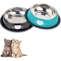 Bol Pour Chat, 2 Pièces Gamelle Chat En Acier Inoxydable Ensemble,gamelles D'Eau Pour Chatpour Chiots Hamsters Lapins Petits Animaux