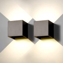 2er-set Led-wandleuchten Für Innen Und Außen – Moderne Quadratische Außenwandleuchte In Schwarz, 6 W, Naturweiß (4000 K), Ip65 Wasserdicht, Aus 