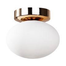 Plafonnier Ovale Verre Blanc/or Zuma Line Omi G9 15cm