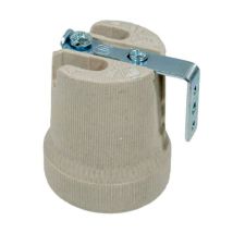 Portalampade E27 In Ceramica Porcellana Con Staffa Di Fissaggio