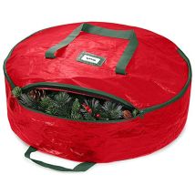 Sac De Rangement Pour Couronne De Noël Conteneur De Guirlande De Vacances Pe Portable Avec Poignée Fermeture À Glissière En Métal-rouge 76x20cm