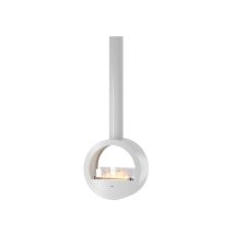 Sololed - Cheminée Bioéthanol Suspendue Incyrcle Slim 2side - Design Rond Avec Double Façade Ouverte D.70 Cm Blanc