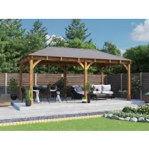 Dunster House Ltd. - Dunster House Wooden Gazebo Leviathan 6m X 3m Heavy Duty Patio Shelter With Roof Shingles