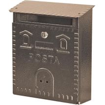 Bronzefarbener Briefkasten aus pulverbeschichtetem Stahl – 39 cm hoch – Wandmontage – Namensschild – großer Briefschlitz