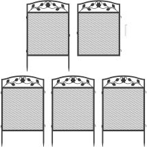 Xxl Beetzaun Aus Metall Gartenzaun Beetumrandung 110cm Hoch Dekozaun Hundezaun 5-teiliges Set Mit Erdspießen, Schwarz