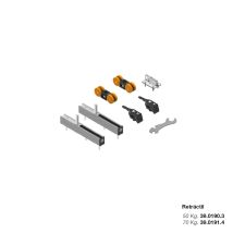 Juego de accesorios retráctiles para guías de puertas correderas - Aluminio - Soporta hasta 90 kg - Compatible con puertas de 600 mm