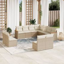 Torana - Set De Sofás De Jardín 11pzas Con Cojines Ratán Sintético Beige Vidaxl