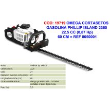 Omega - Cortasetos Gasolina Phillip Island 2360 22,5cc Espada 60cm