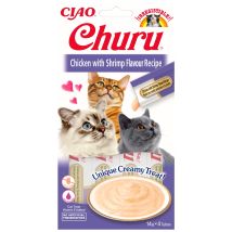 Inaba Ciao Churu Katzenleckerli 4x14g - Huhn Mit Garnelen 4x14g (56g)