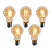 Lot De 5 Ampoule Led E27 À Intensité Variable A60 Or 4w 420 Lm 2200k - Luedd