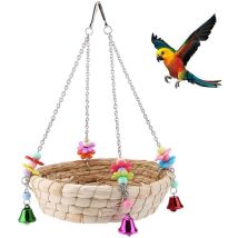 Vogelhaus Und Futterhäuschen, Vogelpapageienspielzeug, Papageienvogelnest, Handgewebte Strohnest-bettschaukel