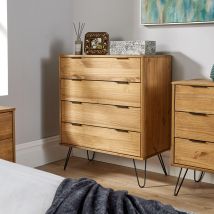 Acadia - Industrial Wooden Chest Of 4 Drawers Cabinet Organiser Bedroom Storage Unit