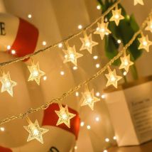 Heguyey - Guirnalda De Luces De Estrella De 3 M, 20 Led, Funciona Con Pilas, Resistente Al Agua, Ideal Para Dormitorio, Fiesta, Boda Y Decoración Del 