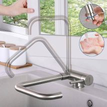 Lonheo Grifo Cocina Plegable Grifo De Fregadero Giratorio 360°, Mezclador Monomando Cocina De Acero Inox, Grifo Debajo De Ventana.