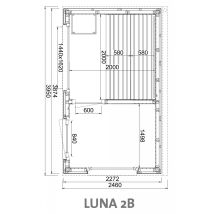 Luna 2 Außensauna Mit Lärche-fassadenprofile Versch. Fenstergrößen Und Inneneinrichtung Luna 2b - Panorama-fenster (bxh): 1440 X 1620 Mm, Türe 