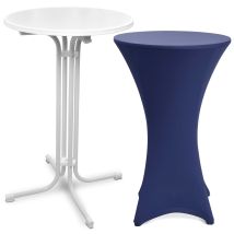 Table Haute D'Extérieur Bellini, Pliable, Ø70cm, Bleu, Avec Housse
