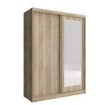 Armoire De Rangement Alaska 150 Cm Avec 2 Portes Coulissantes Miroir Chêne Sonoma