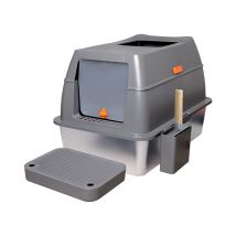 Bac À Litière Pour Chat En Acier Inoxydable - Xxl Wc Toilettes Pour Chats En Métal Avec Couvercle - Maison De Toilette Pour Grand Chat - Anti-traces 