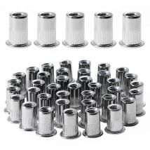 100 Tuercas Remachables Roscadas De Cabeza Plana M6, Tuercas Remachables Roscadas De Acero Inoxidable, Insertos Roscados Surtidos Para Metal Y 