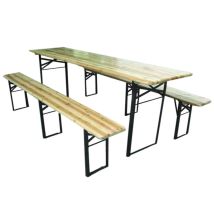 Set Tavolo + 2 Panche Birreria 3 Gambe Tavolo Cm.220x80x77h. - Panche Cm.220x25x47h.