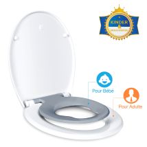 Abattant Wc Familial, Lunette De Toilette Avec Siège Enfant Magnétique, Frein De Chute Et Charnière Réglable, Abattant Wc En Polyéthylène Pour Adultes