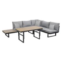 Greemotion Set Divano Angolare Modulare Con Tavolo Rettangolare Regolabile In Altezza E Cuscini Giardino Esterno San José, Set Mobili Giardino Telaio 