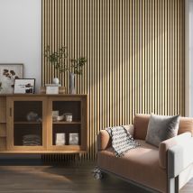 Akustik Wandpaneel 4er-Set Eiche hell 120x60x2,1cm Schall-Absorptionsrate NRC 0,8 Ideal für Wohnräume, Büros