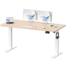Devoko - 140 X 60 Cm Höhenverstellbarer Stehtisch, Sitz-steh-bürotisch, Computertisch Mit Memory-funktion, Stabiler Metallrahmen, Leiser Betrieb, 