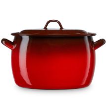 Ignea Olla Abombada Cocina Inducción 24cm, Cazuela 7,5 L Tapa Acero Esmaltado, Fuego, Horno Vintage Rojo - Briebe