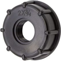 Conector roscado S60x6 3/4" – PEHD negro – Junta azul – Ø 74 x H 22 mm