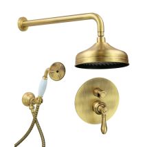 Ensemble De Douche Complet Avec Mitigeur 2 Voies À Encastrer, Modèle Rétro, Couleur Bronze Gattoni Oxford 3190/pdvb Bronze