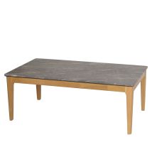 Couchtisch Hhg-649, Beistelltisch Sofatisch, Massiv-holz Hdf Laminat Melamin 46x120x70cm, Marmor/stein-optik Helle Beine