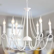 Chandelier French Country Retro Hanging Lights Old Fashion Decor For Indoor Room White 6 Ligths - Ganeed