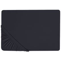 Beliani - Classic Fitted Sheet Cotton 90 X 200 Cm Solid Pattern Elastic Edging Black Janbu