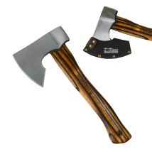 Baumarktplus - Beil Vintage Stahl Hickoryholz Geflammt 500 G Kopf 320 Mm Lang Inkl. Klingenschutz Aus Leder