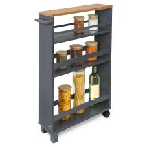 Carrito Auxiliar Con Ruedas - 50x79x15 Cm - Mueble Auxiliar Cocina Y Baño Para Almacenaje - También Apto Como Verdulero, Especiero O Mesa Auxiliar - 