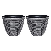 Toque 2pcs Plastic Garden Plant Pots 30cm Round Outdoor Planters Drainage Holes