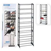Hohes Schwarzes Schuhregal, 10 Ebenen